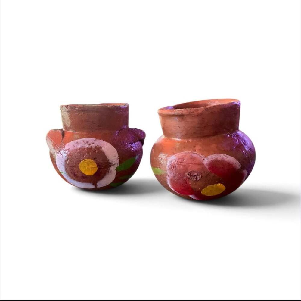 Handmade Mexican Terracotta Clay Mini Pot Set